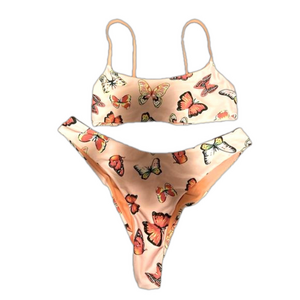 Women’s SHEIN Pink Butterflies Beach Bikini Set Size M